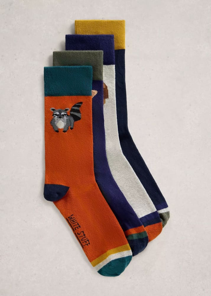 White Stuff- 4 Pack Woodland Ankle Socks in Navy Multi