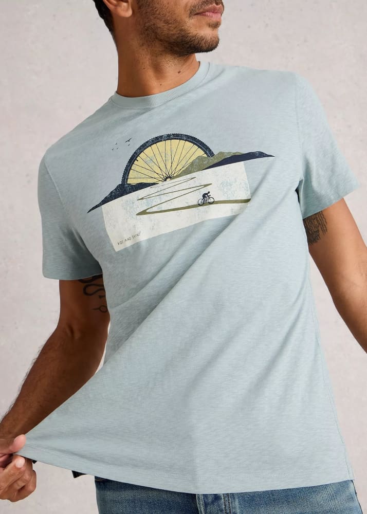 White Stuff- Abersoch Graphic Bike Sun in Blue Print - Tees