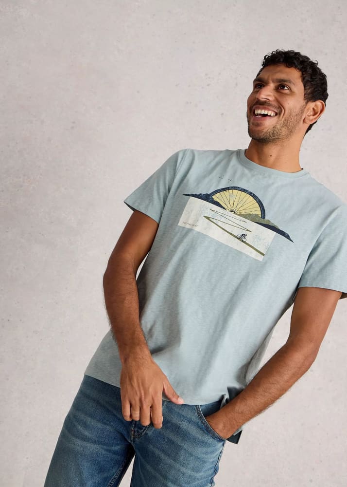 White Stuff- Abersoch Graphic Bike Sun in Blue Print - Tees