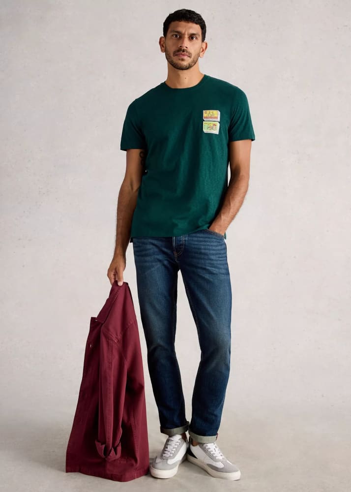 White Stuff- Abersoch Graphic Pocket Bike in Dark Green