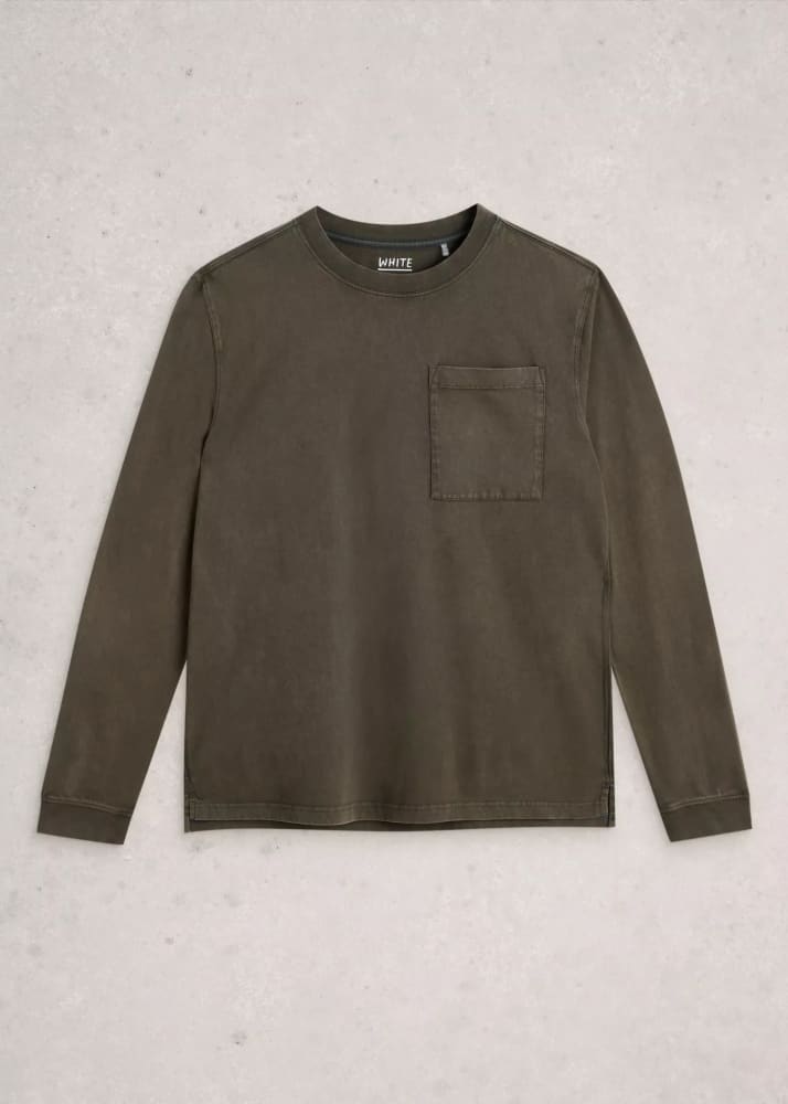 White Stuff- Accleton Crew Neck Long Sleeve Tee - Khaki / S