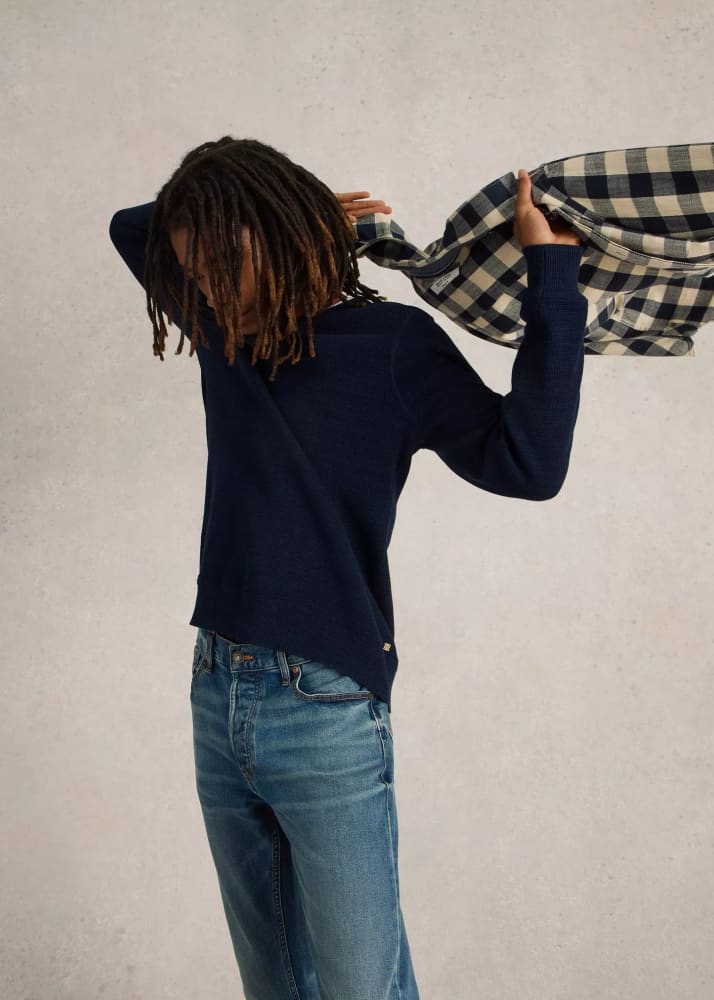 White Stuff- Attadale Crew Neck Jumper in Dark Navy