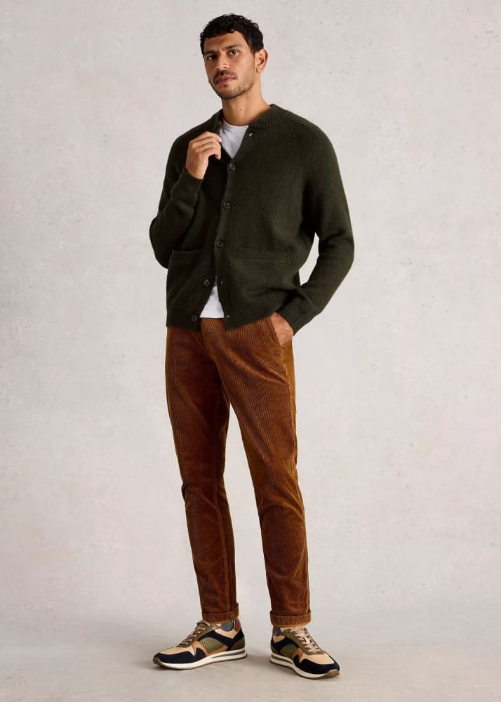 White Stuff- Bomber Cardigan in Dark Green - Sweater &