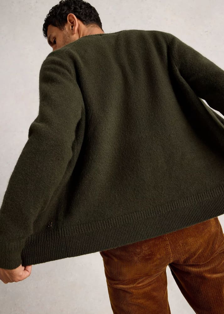 White Stuff- Bomber Cardigan in Dark Green - Sweater &