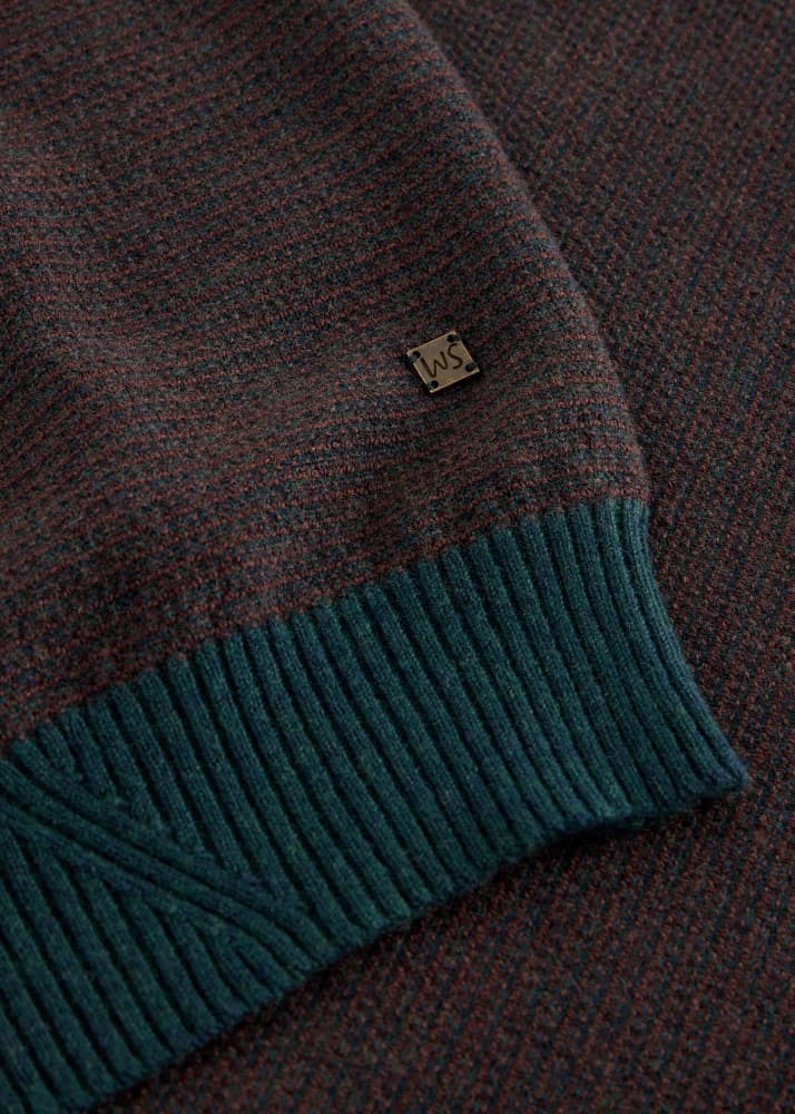 White Stuff- Newport Merino Jacquard Crew in Green Multi