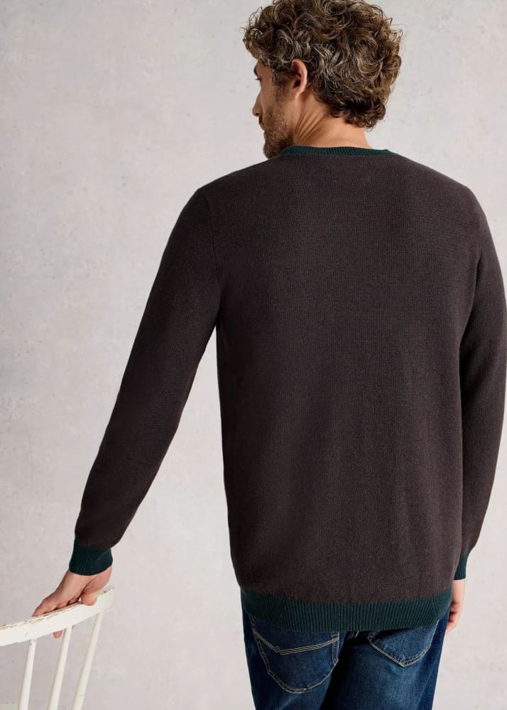 White Stuff- Newport Merino Jacquard Crew in Green Multi