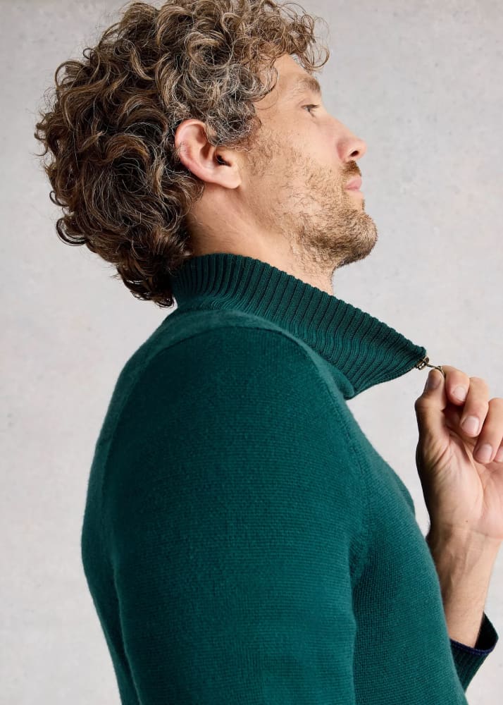 White Stuff- Newport Merino Long Sleeve Funnel in Emerald