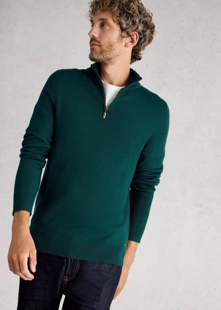 White Stuff- Newport Merino Long Sleeve Funnel in Emerald