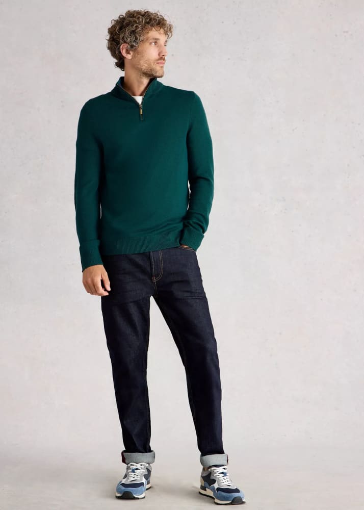 White Stuff- Newport Merino Long Sleeve Funnel in Emerald