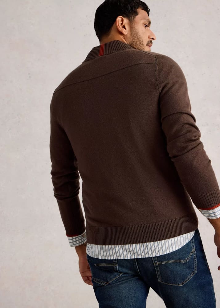 White Stuff- Newport Merino Long Sleeve Funnel in Mid Brown