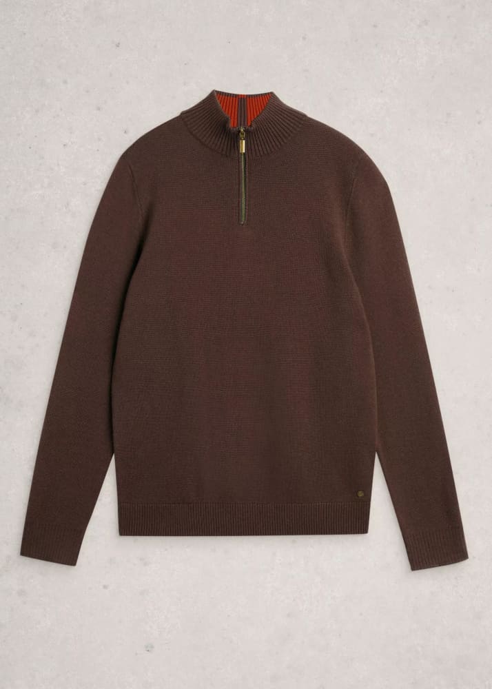 White Stuff- Newport Merino Long Sleeve Funnel in Mid Brown