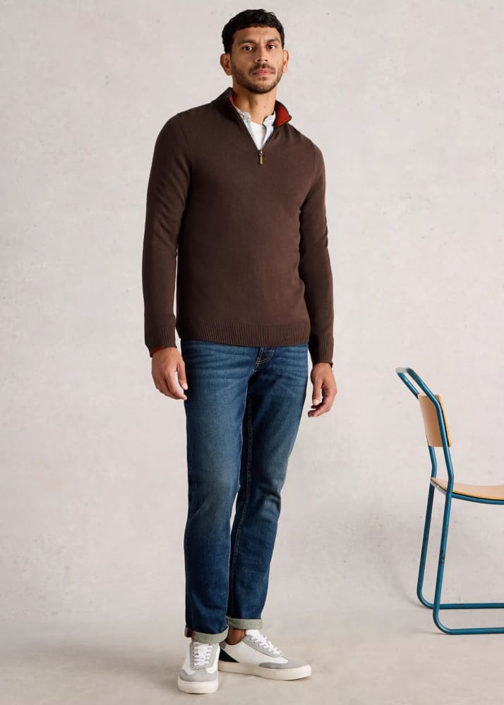 White Stuff- Newport Merino Long Sleeve Funnel in Mid Brown