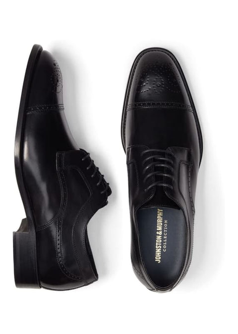 Johnston and murphy black cheap cap toe